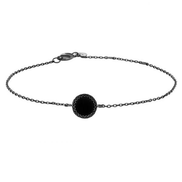 Black rhd. silver bracelet round