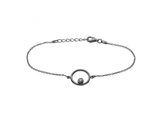 Ox. silver bracelet cirkel 14mm m. cz*