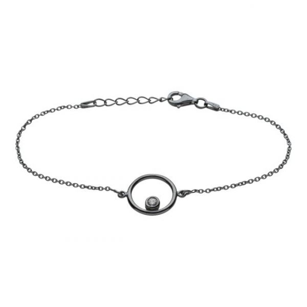 Ox. silver bracelet cirkel 14mm m. cz*