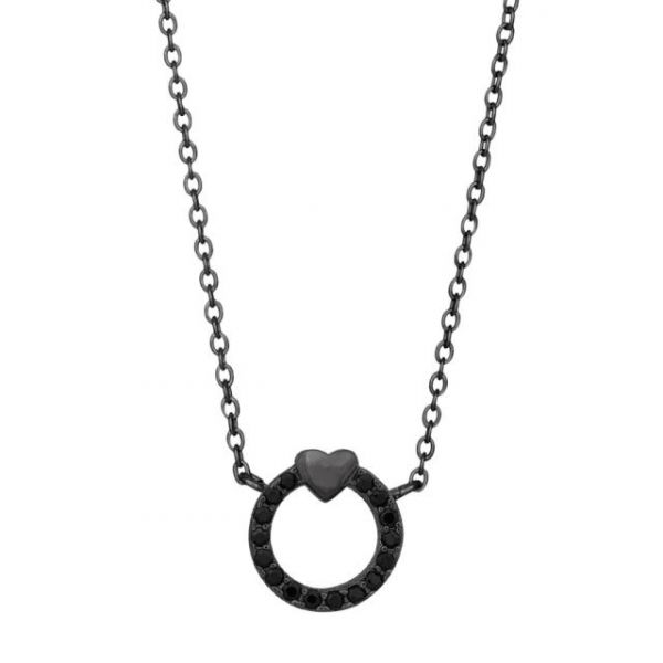 Black rhodium-plated necklace round