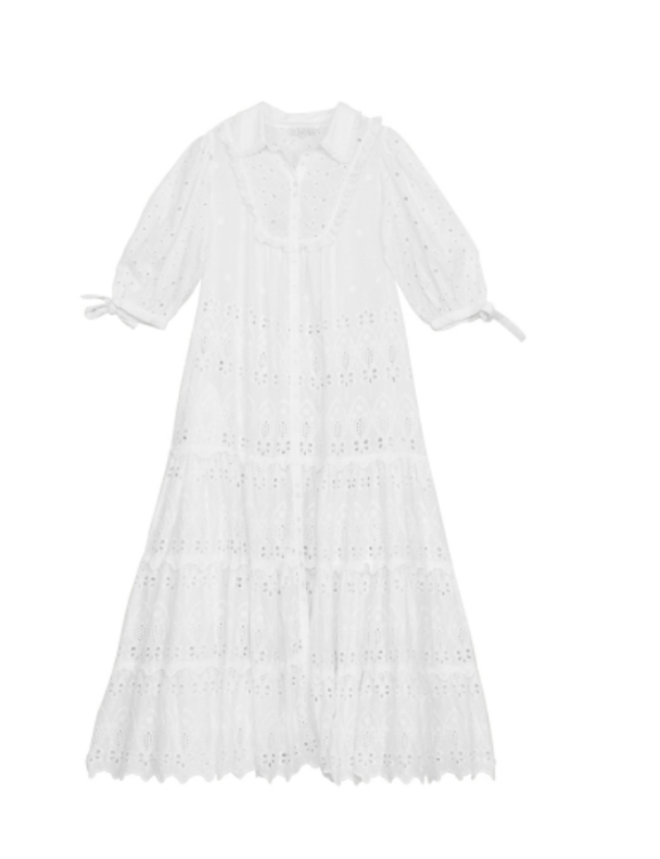Broderie Anglaise Midi Dress - White - Image 2