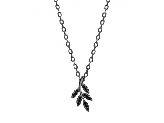 Black rhodium-plated necklace leaf