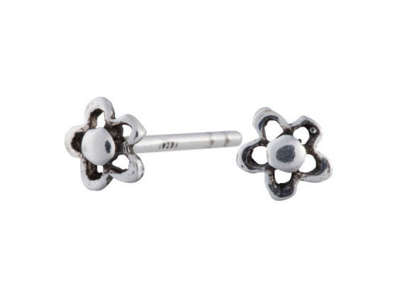 Silver rhodium-plated silver earrings flower