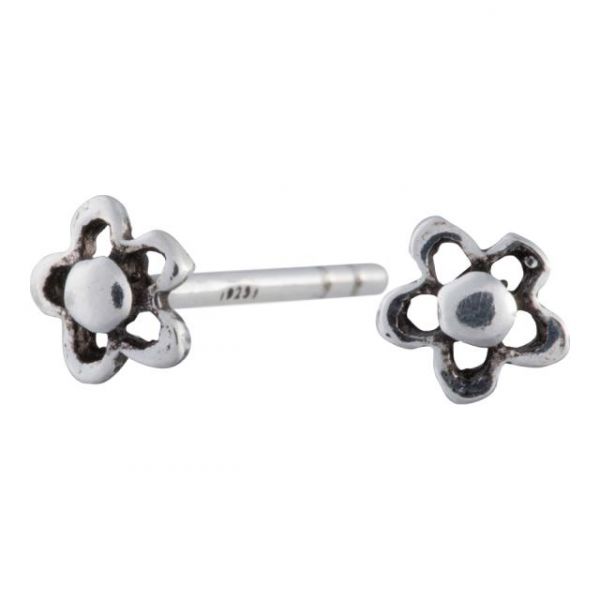 Silver rhodium-plated silver earrings flower