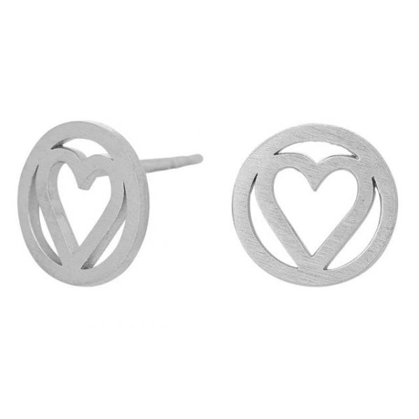 Silver rhodium-plated silver earrings heart