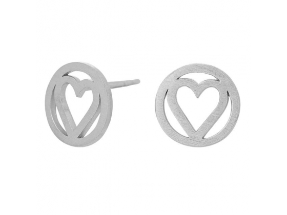 Silver rhodium-plated silver earrings heart