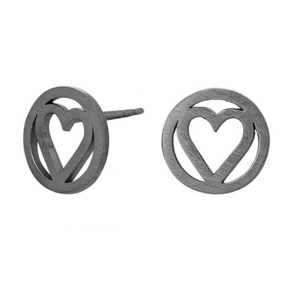 Ox. silver earrings heart