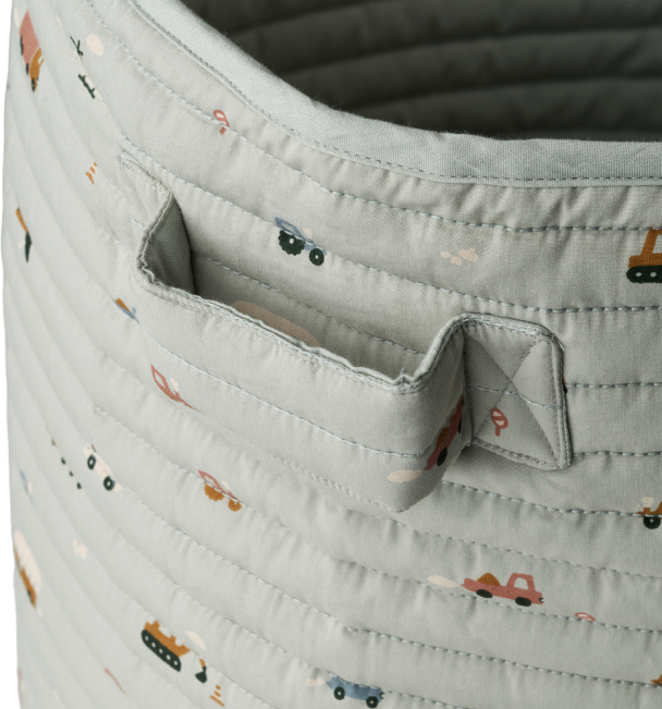 Lia Quilted Basket - Vehicles/Dove Blue Mix - Image 2