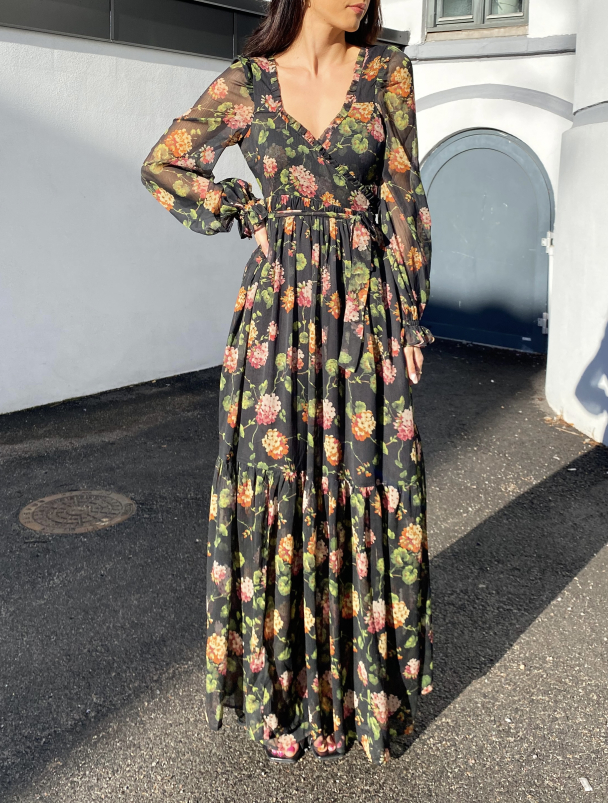 Chiffon Wrap Dress Dark - Hortensia - Image 1