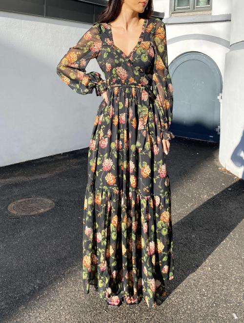 Chiffon Wrap Dress Dark - Hortensia