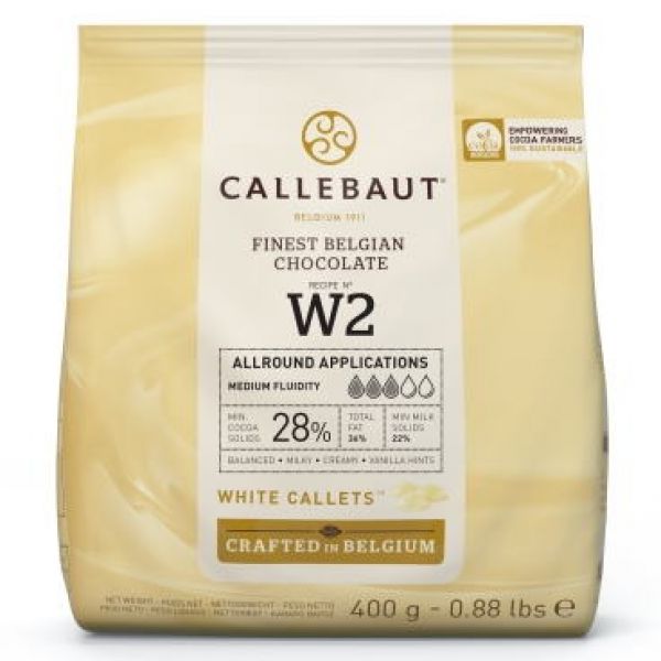 Callebaut, hvit sjokolade, pellets, 28%, 400g