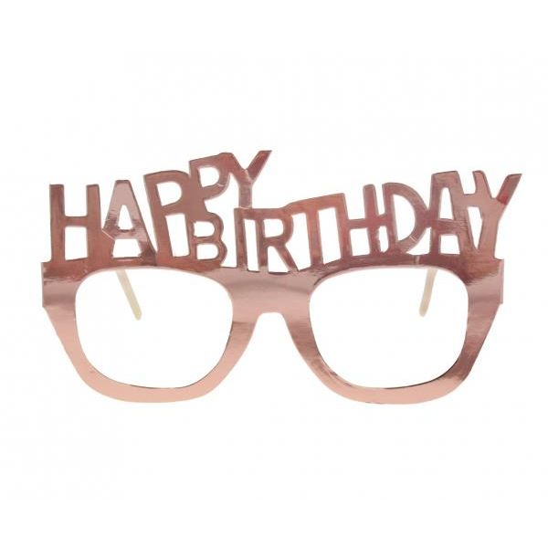 Brille Happy Birthday papir rosegull s/4