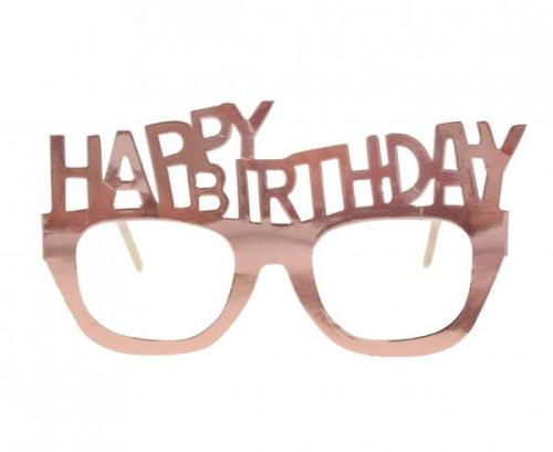 Brille Happy Birthday papir rosegull s/4