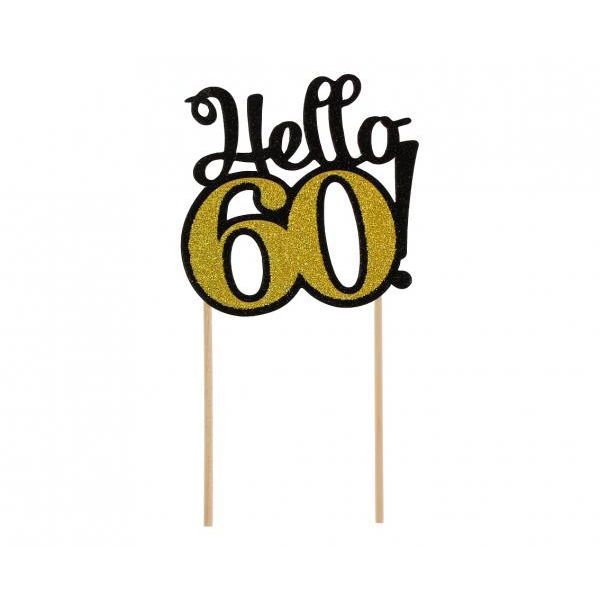 Kakepynt 60år Sort/gull glitter 
