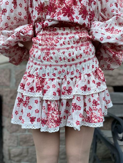 Broderie Anglaise Skirt Red Flowers 