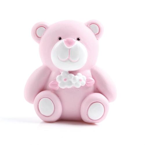 Dåpsdekor, rosa bamse, 6,5 cm