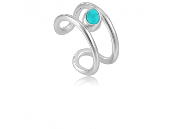 Silver Tidal Turquoise Ear Cuff