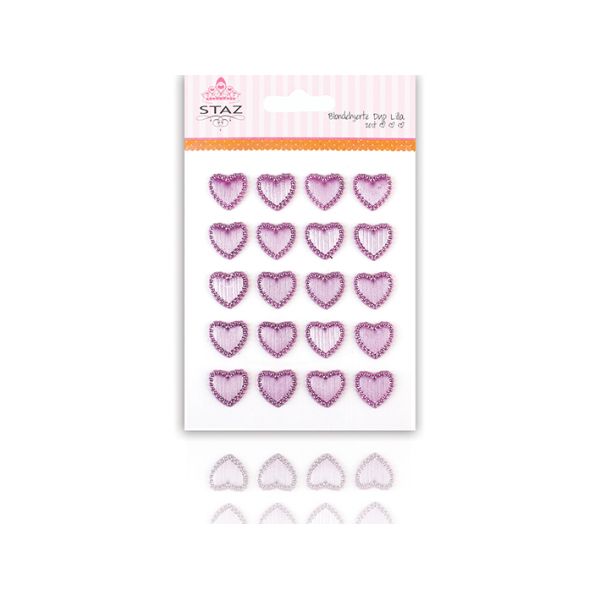 Staz Blondehjerter m/lim – Dyp Lilla – 20stk