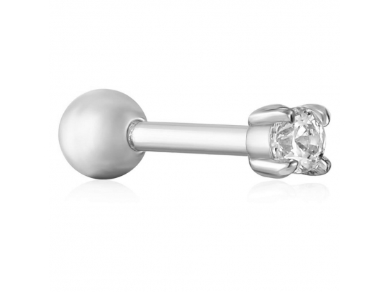 Silver Sparkle Barbell Single Earring