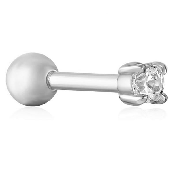 Silver Sparkle Barbell Single Earring
