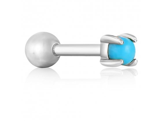 Silver Turquoise Cabochon Barbell Single Earring