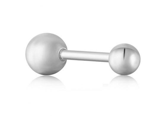 Mini Sphere Barbell Silver Single Earring