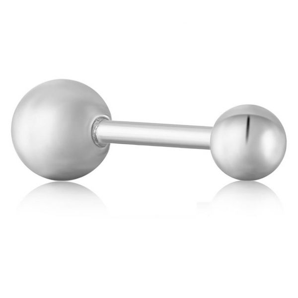 Mini Sphere Barbell Silver Single Earring