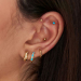 Gold Turquoise Cabochon Barbell Single Earring