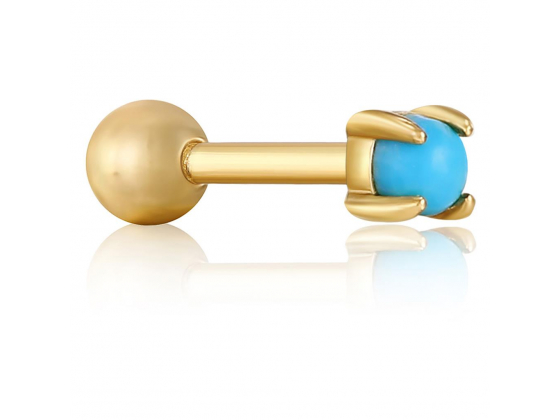Gold Turquoise Cabochon Barbell Single Earring