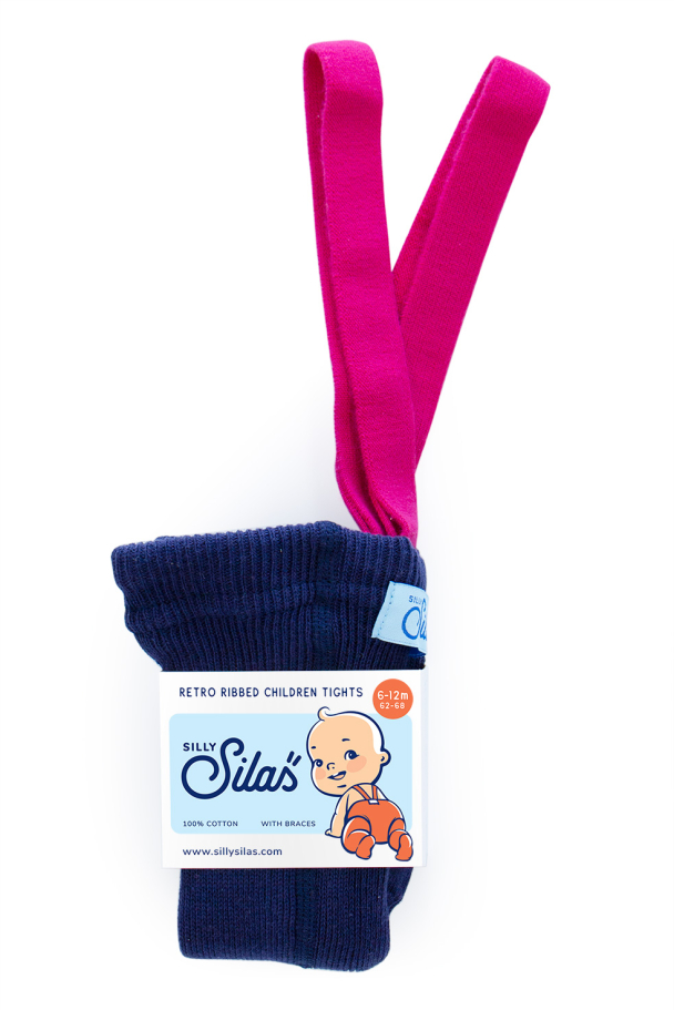 Tights Footed - Dark Blue & Magenta - Image 1