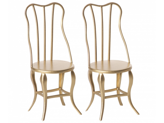 MAILEG - Vintage chair, Micro - Gold, 2 pack
