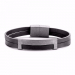 Black Leather Steel Bracelet 