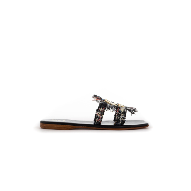 Alethea Flat Mules  - Tweed Blue/Black sequins - Image 2