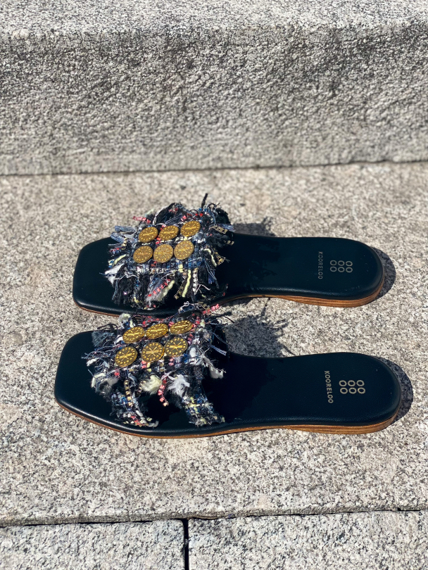 Alethea Flat Mules  - Tweed Blue/Black sequins - Image 4