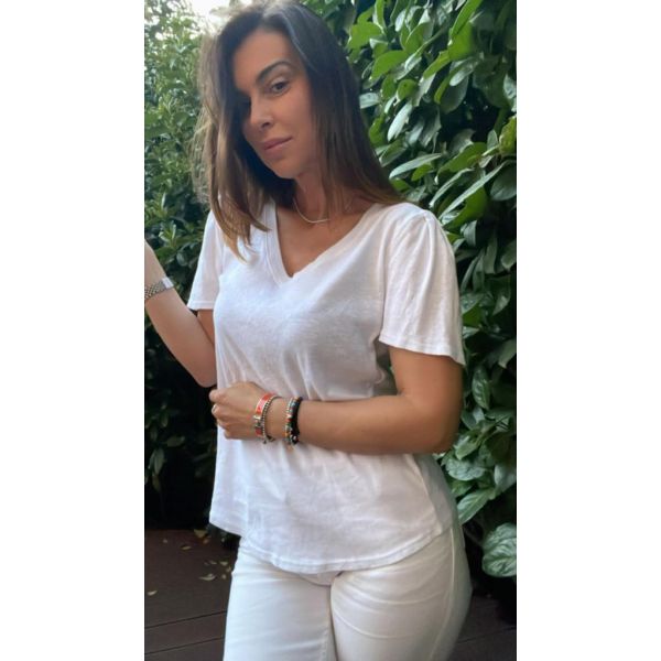 V-hals t-shirt - hvit 