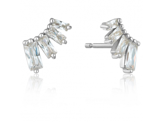 Silver Glow Bar Stud Earrings