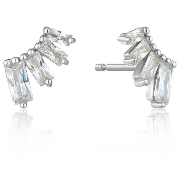 Silver Glow Bar Stud Earrings