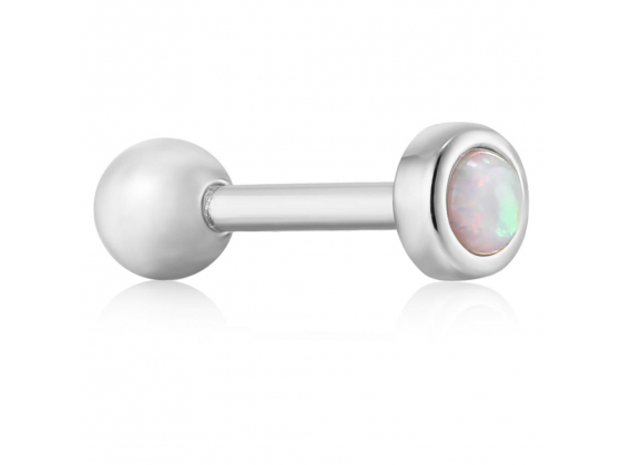 Silver Kyoto Opal Bezel Barbell Single Earring