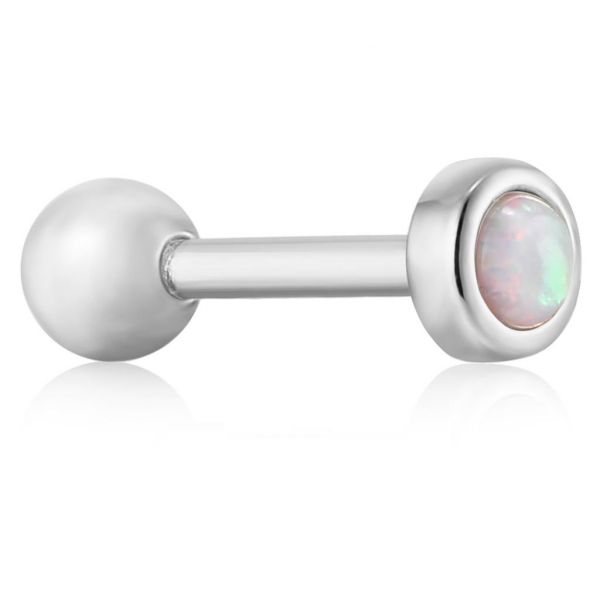 Silver Kyoto Opal Bezel Barbell Single Earring