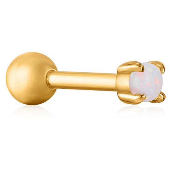 Gold Kyoto Opal Cabochon Barbell Single Earring