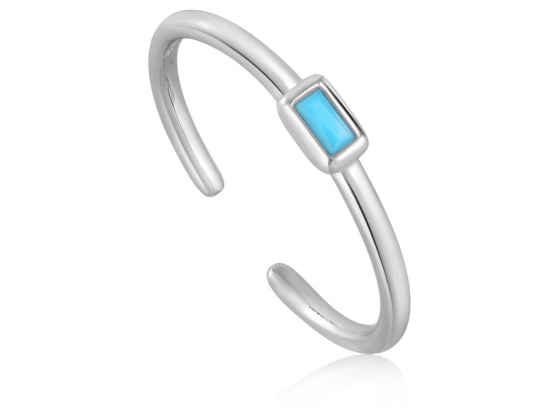 Turquoise Silver Band Adjustable Ring