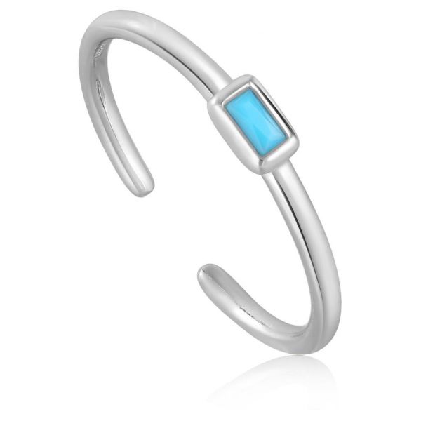 Turquoise Silver Band Adjustable Ring