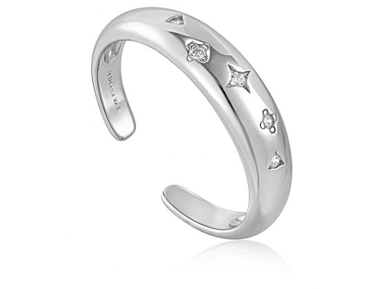 Silver Scattered Stars Adjustable Ring