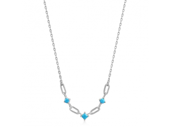 Turquoise Silver Link Necklace