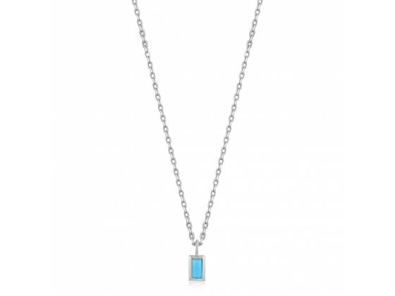 Turquoise Drop Pendant Silver Necklace