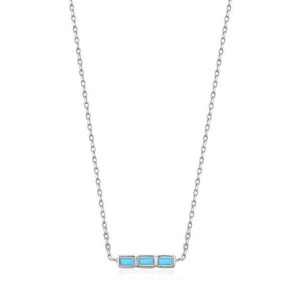 Turquoise Silver Bar Necklace