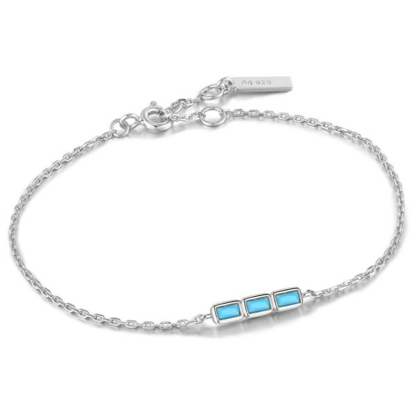Silver Turquoise Bar Bracelet