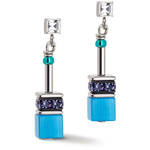 GEOCUBE Earrings Iconic Turquoise & Purple
