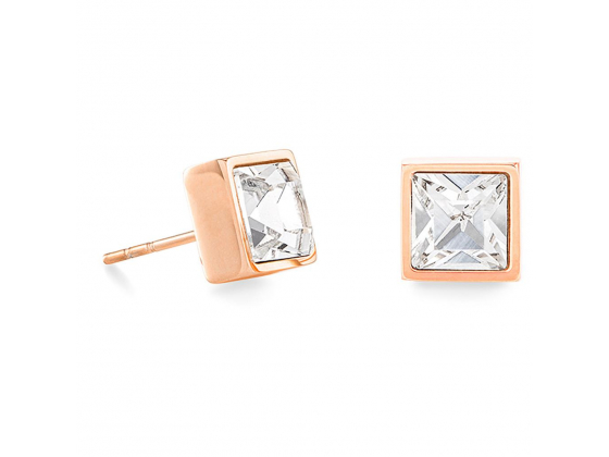 Rhinestone Square Bronze Stud-Earrings