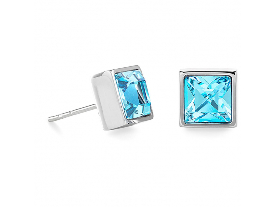 Rhinestone Square Silver Stud-Earrings